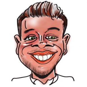 Caricature of Matt Moore, Kingsley Roofing contracts manager